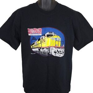 Vintage Railroad Days T Shirt Mens Size Medium Black Y2K 2005 Dunsmuir Train